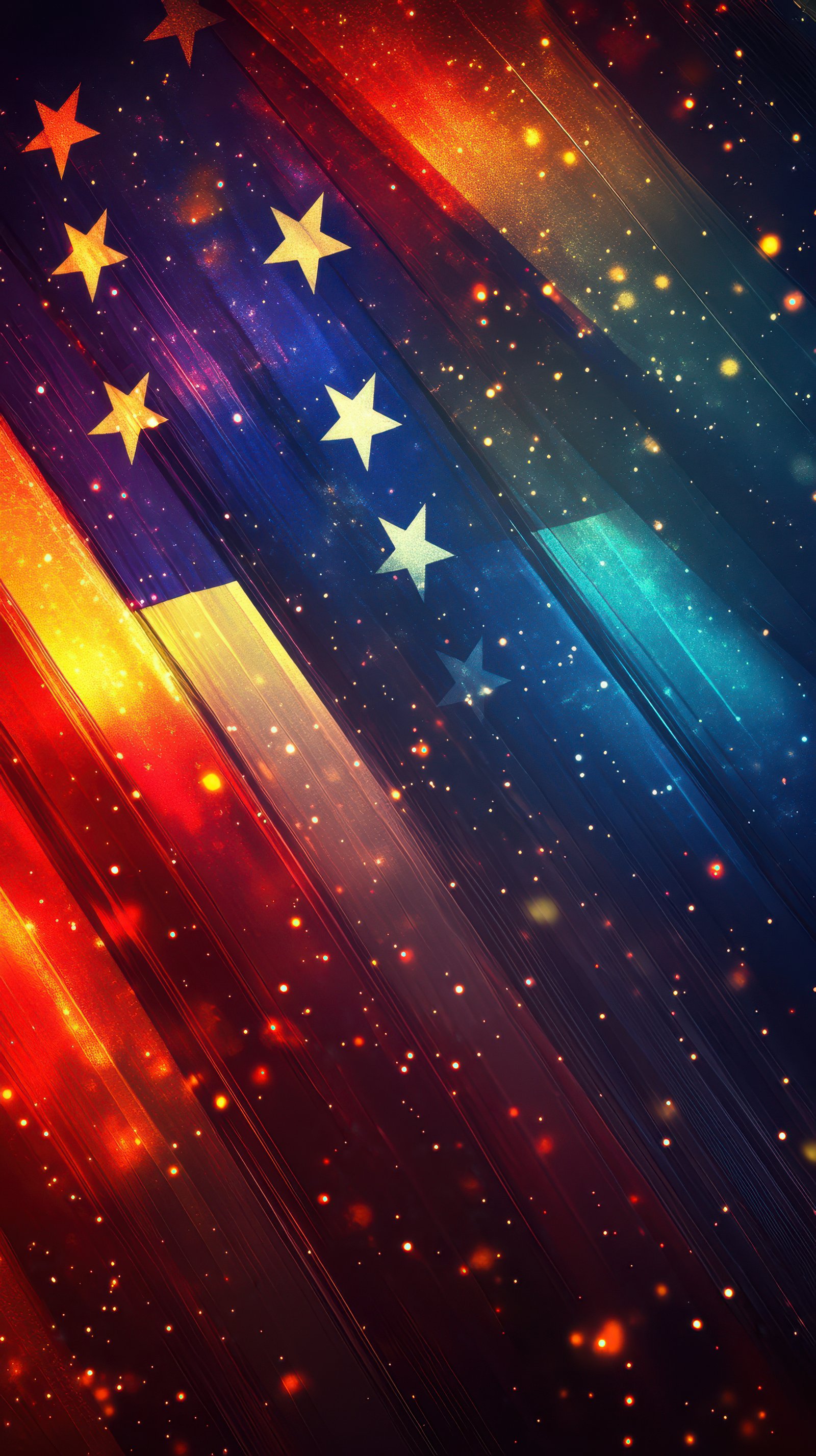Vibrant display of colored stripes and stars representing Venezuela's national flag with a textured background